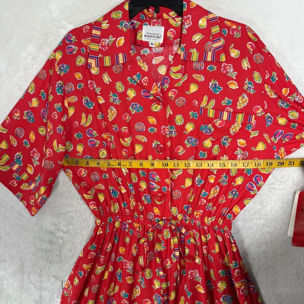 NWT Vintage Boho Fruit Print Jumpsuit 8 Wide Leg Novelty Tropical Resort Romper - Picture 8 of 16